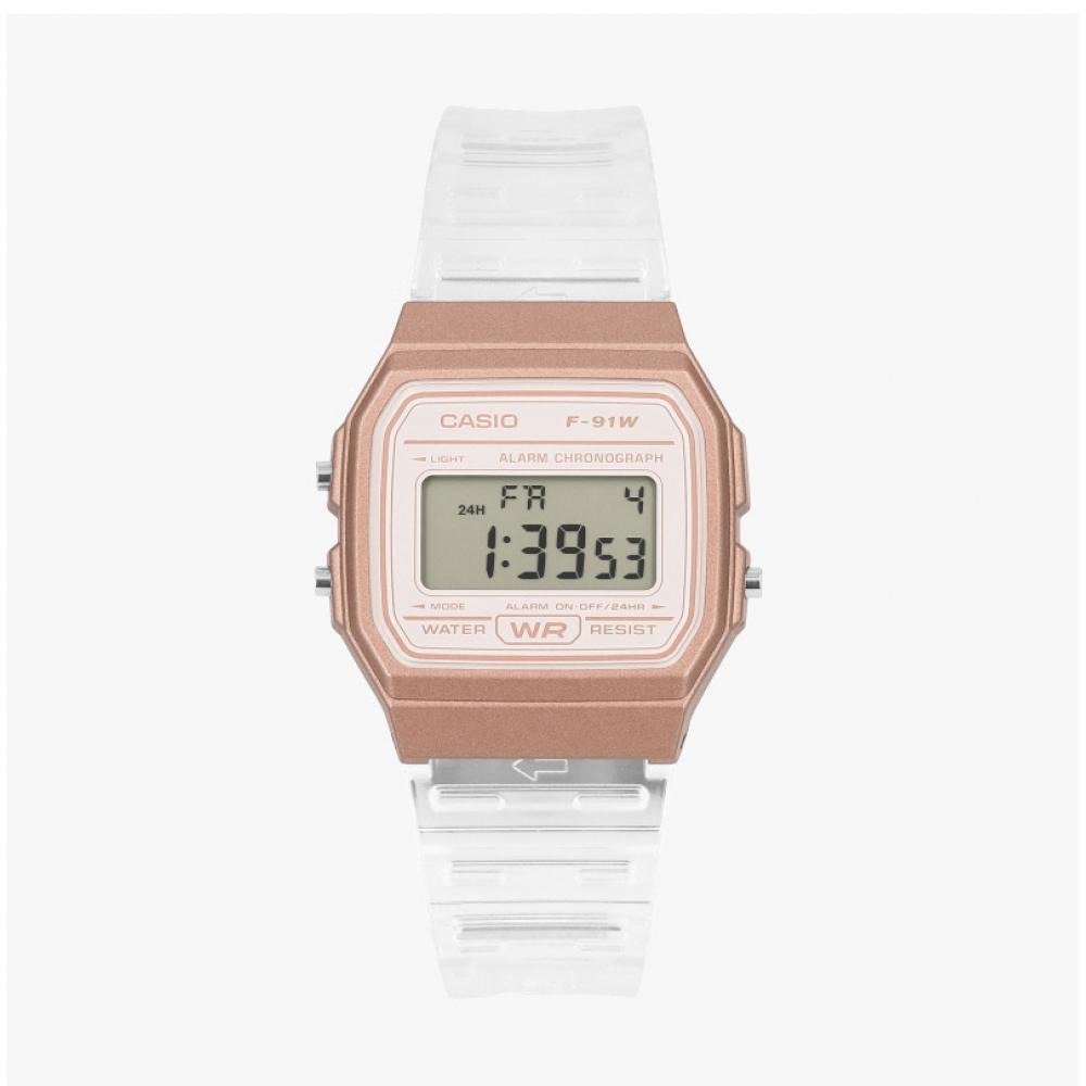 Casio Unisex Digital Square Vintage Retro Transparent Urethane Watch F 91ws 7a3