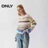 ONLY Women's 2025 Autumn Colorblock Striped Hollow Out Knit Sweater