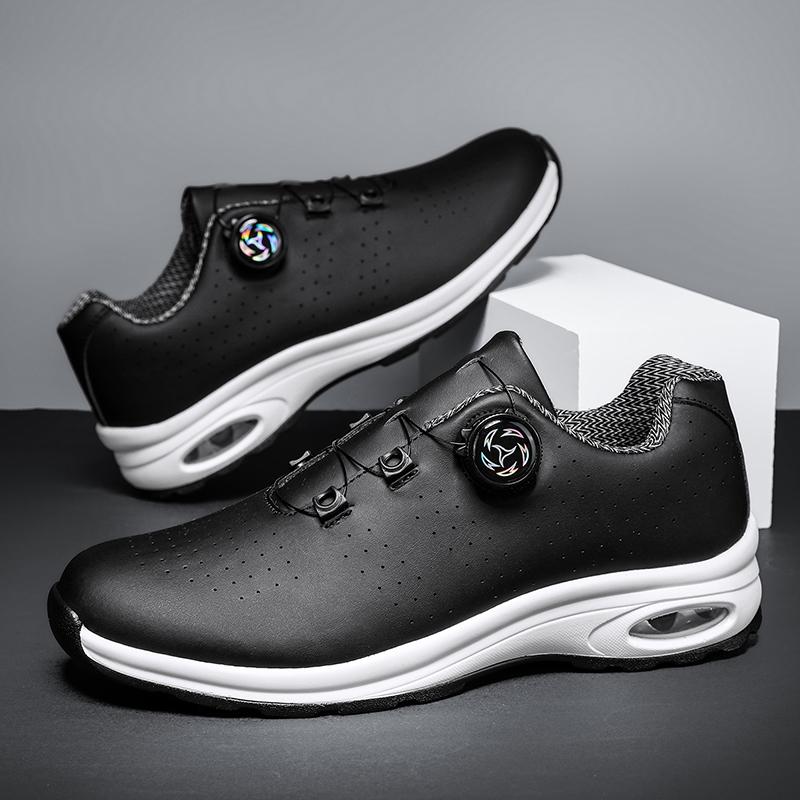 Golf Shoes Air Cushion Men Sports Running Shoes Breathable Lightweight Comfortable Athletic Nonskid Rotating Button Sneakers