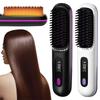USB Charging Ceramic Hot Comb 360°Anti-Scald Ionic Straight Hair Comb  for Women