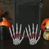 1Pair Halloween Skeleton Hands Plastic Skeleton Human Hand Bone Decoration for Halloween Themed Party Zombied Party
