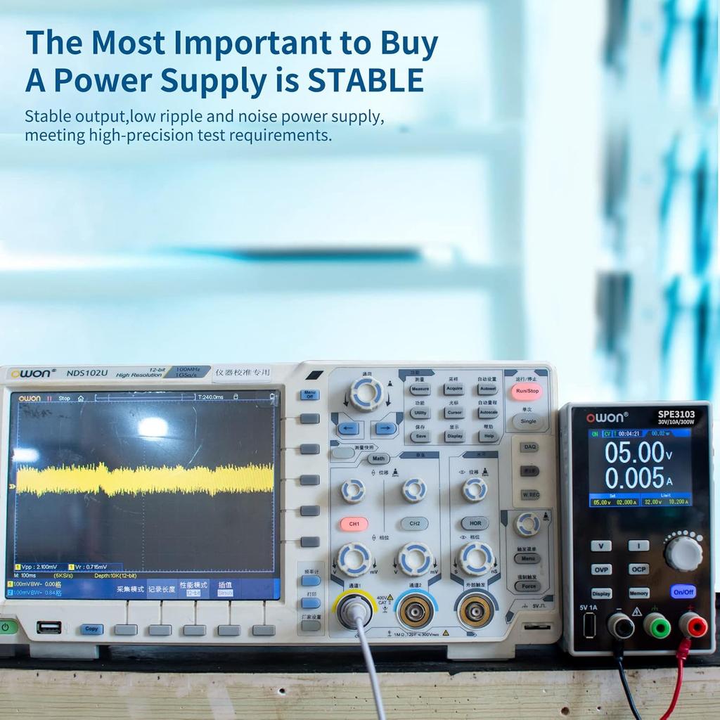 SPE3103 30V 10A 300W Programmable Lab Power Supply, 2.8' LCD, USB, PC Software