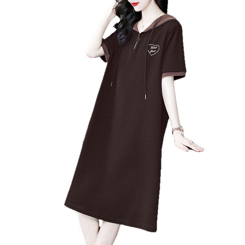 Fashion Casual Hooded Sweatshirt Dress, Plus Size, Embroidered, Slimming, Long Length Women's Clothing, 2025 Collection