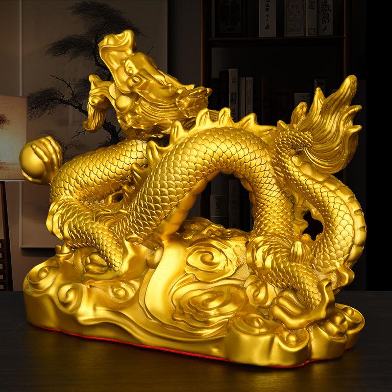 Fengshui Zhaocai Brass Five Claw Gold Dragon Ornament Wealth Attract Office Living Room Drcorations Craft Gift