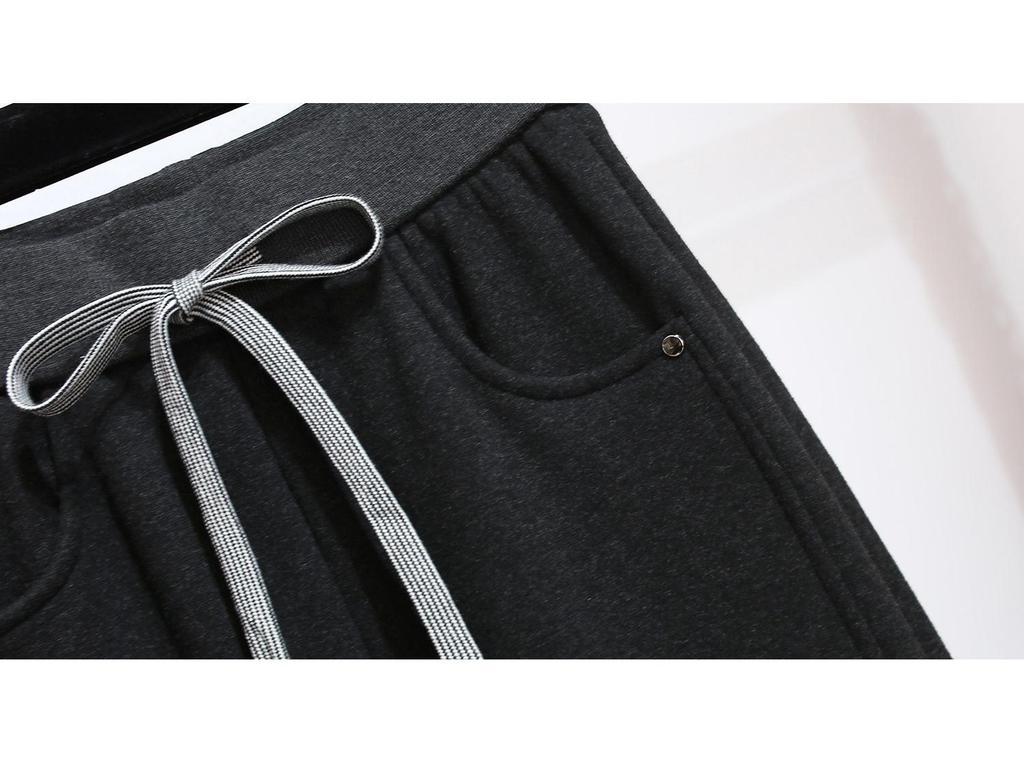 2026 Winter Women's Thick Fleece-Lined Gray Wool Wide-Leg Sweatpants