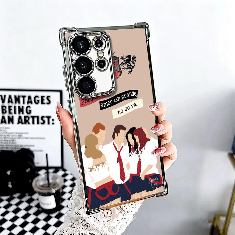 F-Fashion RBD R-Rebelde Plating Phone Case For Samsung Galaxy S24 S25 FE S26 Edge S23 Ultra S22 S21 Plus S20 Anti-Fall Airabag C