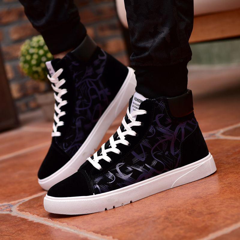 Clearance Autumn/Winter Korean Canvas Men's Color Block Casual Shoes Mid-High Top Trendy Breathable Board Shoes Martin Boots