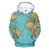 3D mapa světa Mikiny s potiskem Pánské/Dámské Mikiny Jaro Podzim Móda Běžné Hoody Pánské Sportovní oblečení Streetwear Nadměrné topy