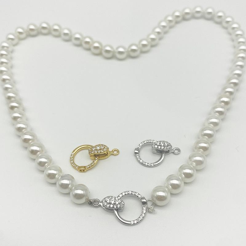 Yansheng S925 Sterling Silver Double-Headed Diamond Inlaid Clasp for Necklace or Bracelet.