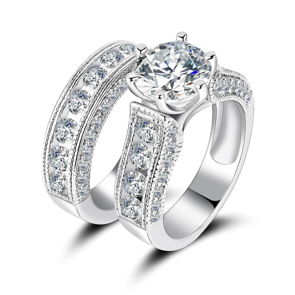 Two-piece Ring Full of Diamonds, Luxury High-end Diamond Ring, Ring Inlaid with 4A Zircon, High-quality Real Gold-plated Jewelry.