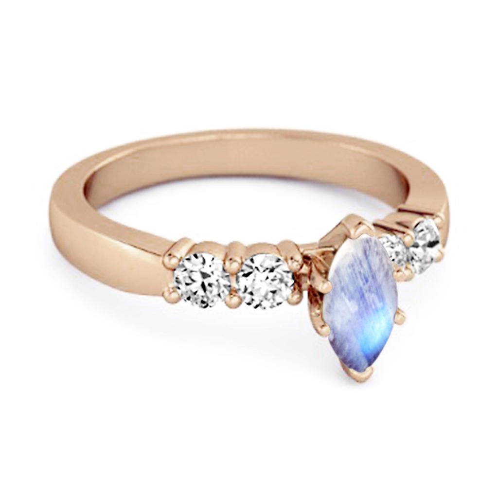 Moonstone Tapered Five-Stone Ring -925 Sterling Silver Rose Gold Vermeil