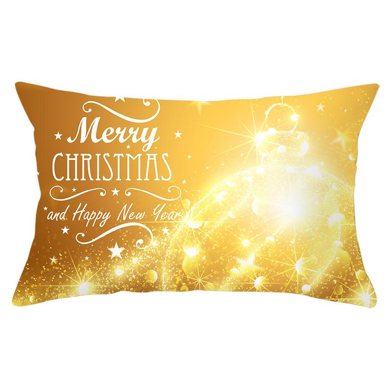 New Christmas Peach Skin Waist Pillowcase Gold Series Sofa Cushion Cover Bedside Pillow Cover