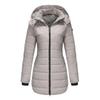 Women’s Hooded Jacket Cotton Padded Light Rain Water Resistant Zipper Closure Windproof Puffer Coats Hidden Side Pockets Winter Long Outwear