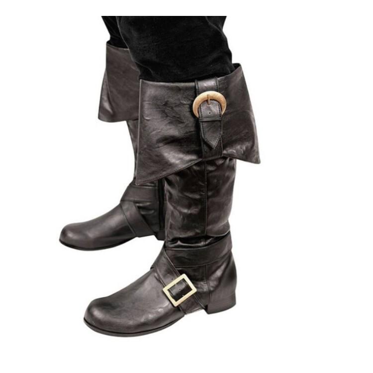 WISH Autumn and Winter Belt Buckle Locomotive Boots Large Size High Boots Low Heel Men and Women