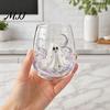 Grande Bicchiere d'Acqua in Vetro Halloween Vetro Artigianale, Bicchieri da Bevuta Senza Gambo con Zucca Rialzata Fantasma Gatto Nero Ragnatela Design per Bevande Scolastiche,