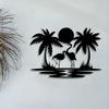Flamingo Palm Tree Metal Wall Art Modern Tropical Sunset Sign Mural Home Room Patio Yard Indoor Outdoor Decor Gift Boho Farmhouse Hanging Ornament