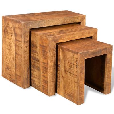 Vidaxl Set of 3 Nesting Tables, Solid Mango Wood