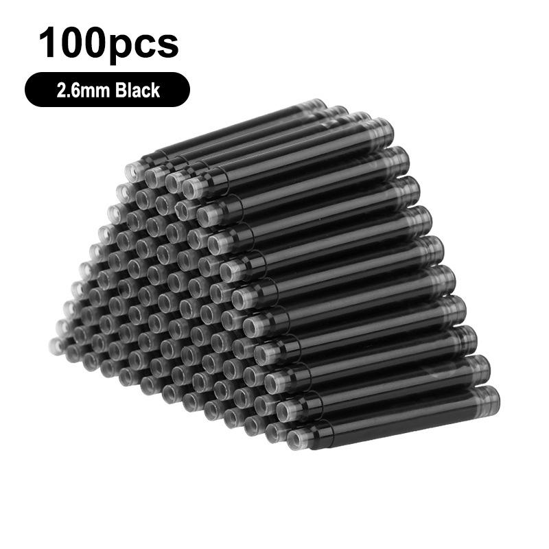 100pcs Fountain Pen Ink Cartridge Refills Bottle 4 Color Disposable Dia 3.4mm 2.6mm School Office Stationery Supplies CW-160