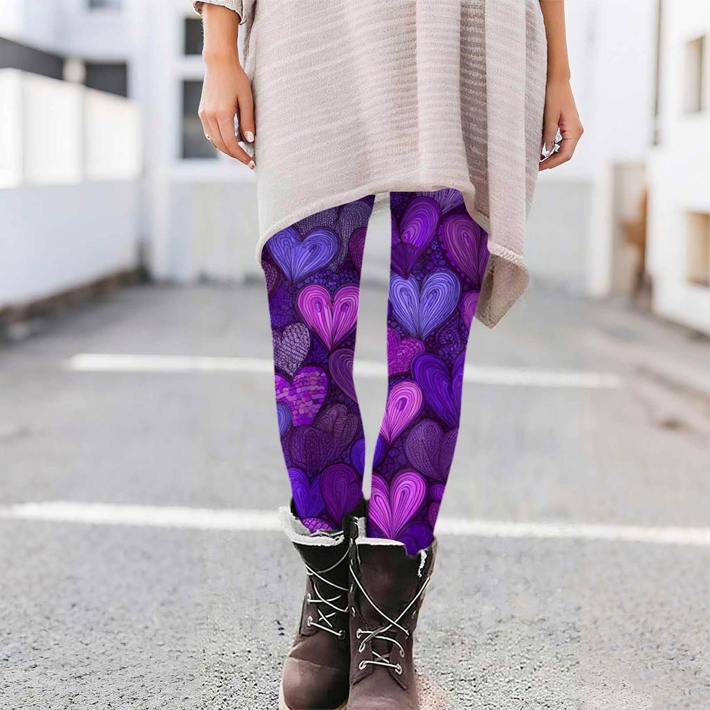 Women's Casual Fashion Print Pants High-Waisted Straight-Leg Skinny Leggings