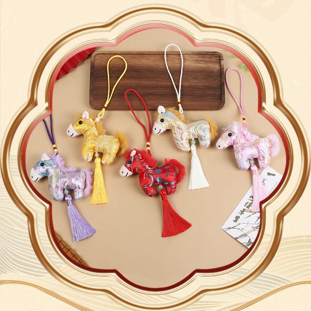 Satin Pony Embroidered Pendant Chinese Style Horse Hanging Decoration  Zodiac Year Gift