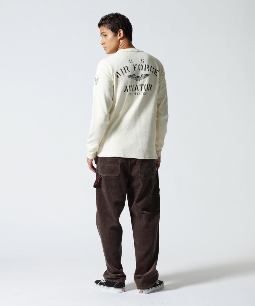 AVIREX HONEYCOMB WAFFLE USAF L/S T-SHIRT XL natural 783-5230030