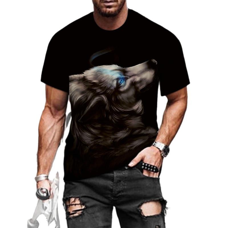 Wolf Picture Men's T-shirt Printing 3D Casual Trend Round Neck Quick-drying Short-sleeved T-shirt