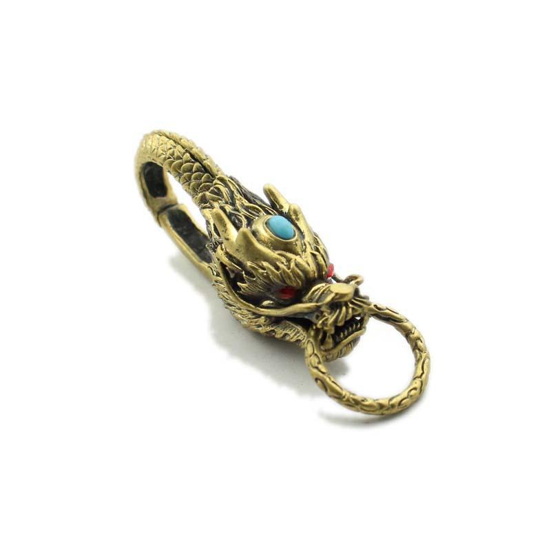 New Brass Dragon's Head Creative Decoration Feng Shui Pendant Chinese Retro Style Dragon Keychain Pendant Souvenir Gifts
