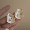 Retro Glazed Rose Flower Earrings for Women, Featuring A Light Luxury and Sophisticated Style with A Unique Touch.