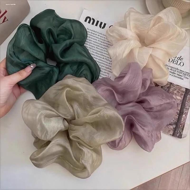 

4Pcs Vintage Literary and Artistic Hair Rope Cloud Bubbles Lightweight Soft Gauze Large Intestine Headband Women Korean Style