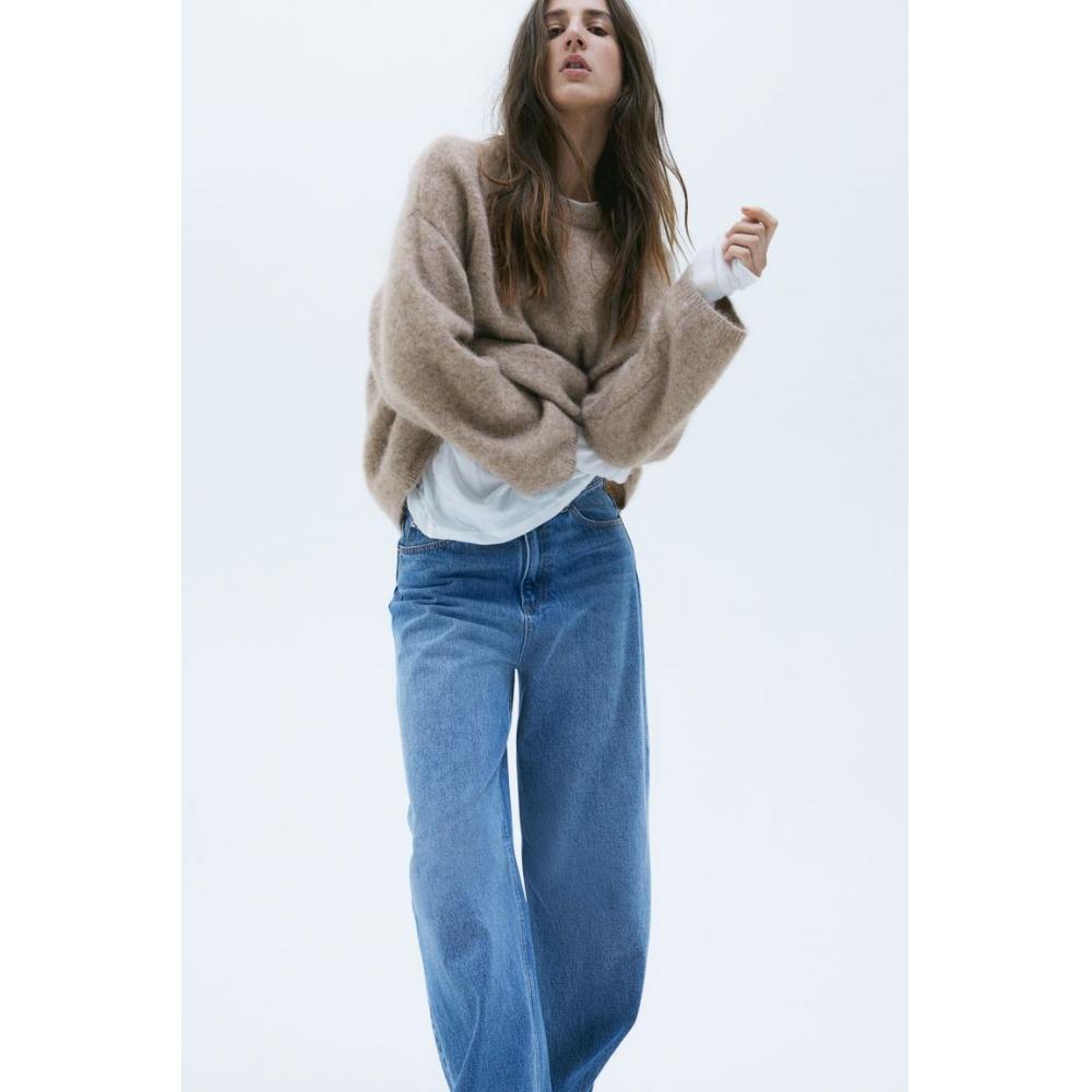 

H M MoHair Blend Oversized Sweater Dark Beige