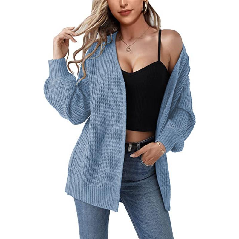 INDFS Women's Fashion Casual Fall Winter Solid Color Print Long Sleeve V-Neck Sweaters