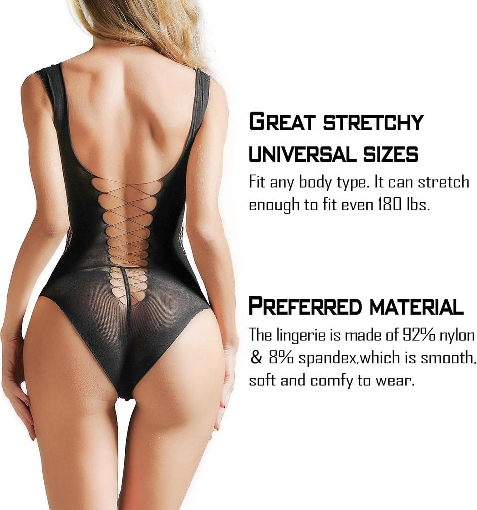 Sexy Lingerie for Women Naughty Fishnet Lingerie Set Bodysuit Outfits Teddy Babydoll Erotic Mesh Women’s Outfits
