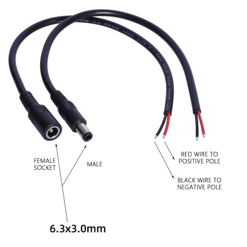 DC6330 Male Plug to Open End Cable 6.3mmx3.0mm Plug DC6330 Power Pigtails Cable for Computer Power Supply Repair 1FT