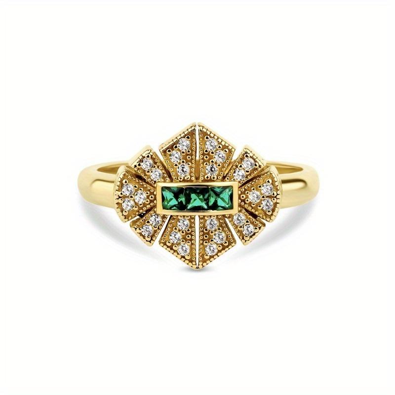 

1Pc Fashion Fashion Niche Fashion Multi-function Ring Inlaid with Green and White Synthetic Zircon 10 золотой