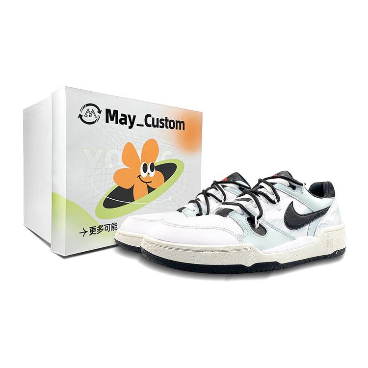 Nike Full Force Low top Skateboard Shoes Men's Black White Green FB1362-101(Team47-FFBOX)