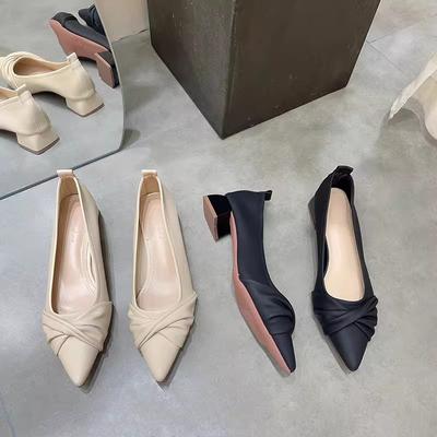 Sweet Foot Cover Pointed Head Solid Color Single Shoes Women's 2 Autumn Bag Head Single Shoes Versatile Skirt Non-slip Shoes
