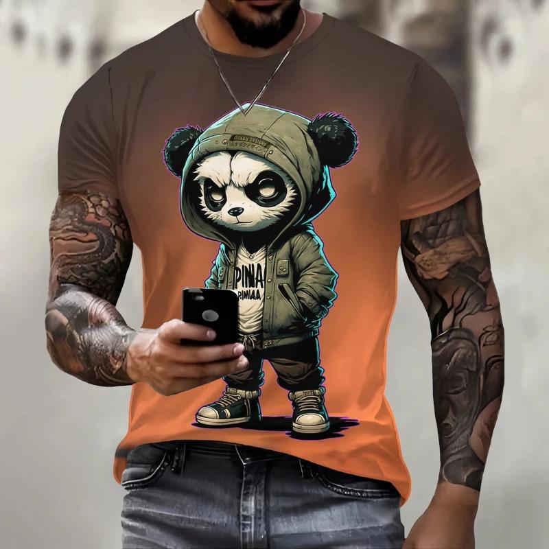 Funny 3D Panda Print T Shirt for Men Street Trend Harajuku Pullover Casual O-Neck Short Sleeve