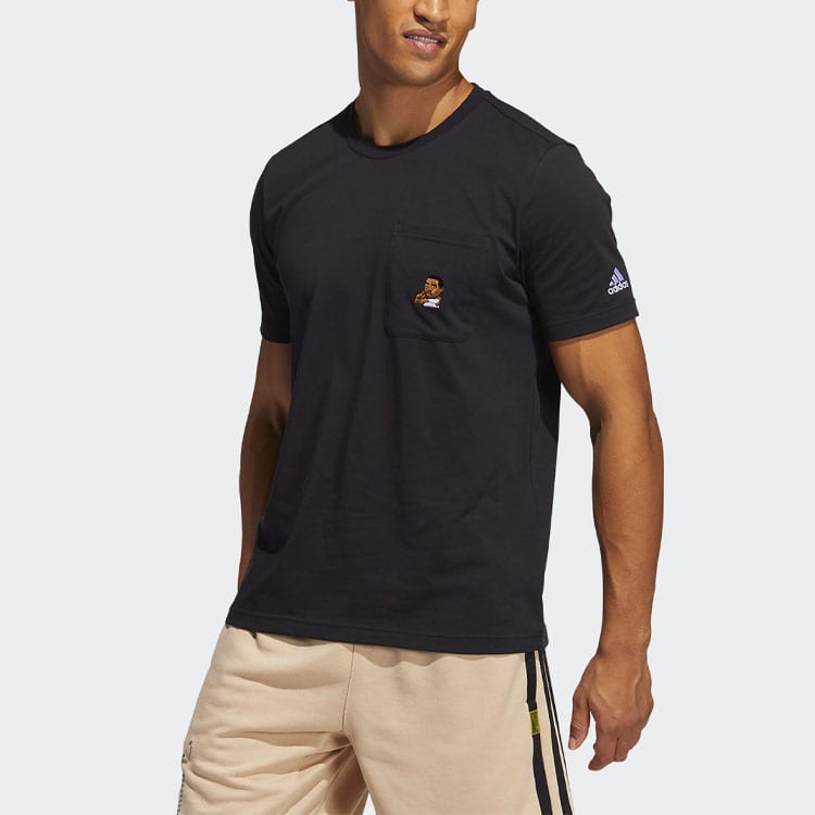 adidas T Shirts Men's Black Crew Neck Moderate Straight Fit GP3435