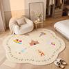 Cartoon Round Plush Carpet Thick Soft Anti Slip Fluffy Rug For Kids Bedroom Living Room Bedside Mat
