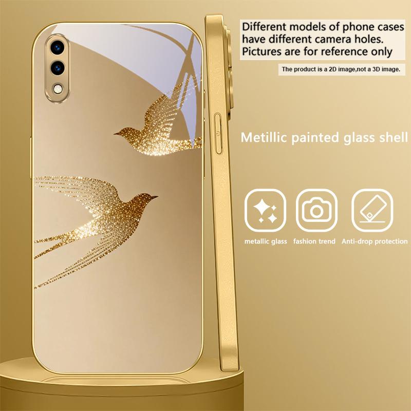 

Золотая летящая птица Для Samsung A 01 52S A04 A05S A10 A12 A13 22 23 24 36 42 M02 Note 10 20Ultra 8 9 Золотой стеклянный чехол для телефона Galaxy A03 Core