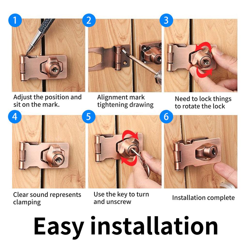 Industrial Locking Hasp Security Door Clasp Lock Safety Padlock Hasp Heavy Duty Safety Hasps with Key for Household