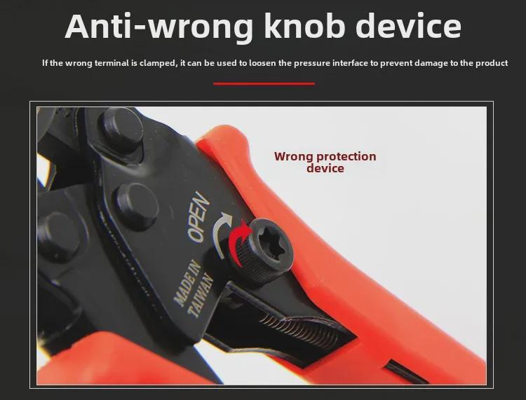 Taiwan Multi-Function Electrician Ratchet Crimping Pliers for Bare Terminals and Copper Nose Clamps.