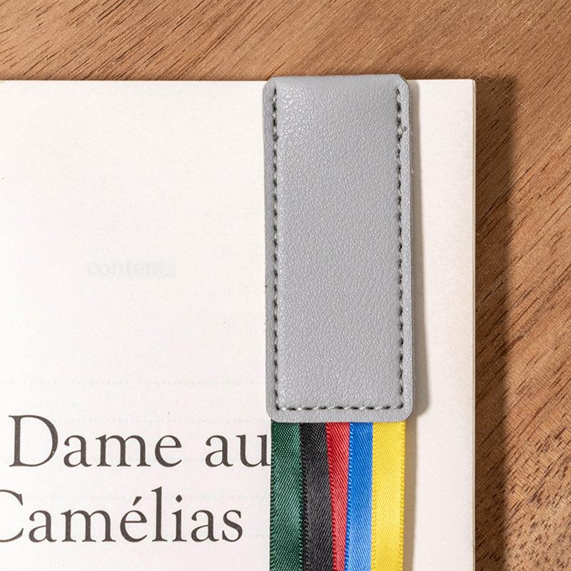 Colorful Ribbon Pu Leather Bookmark Reusable Delicate Ribbon Bookmarks Multi-Purpose Long Tassel Bookmark Student Stationery