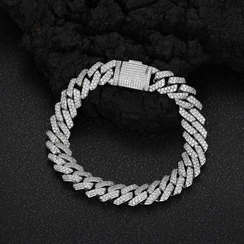 Kubanische Kette Armband Herren Damen Strass Inlay Geometrische Glieder Hip Hop Schmuck Gold Platin 10-20mm Breite