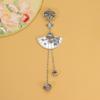 Classical Chinese Plum Blossom Fan Cheongsam Button Bell Fringed Pendant Tibetan Silver Pendant Female Hanfu Miao Silver Accessories