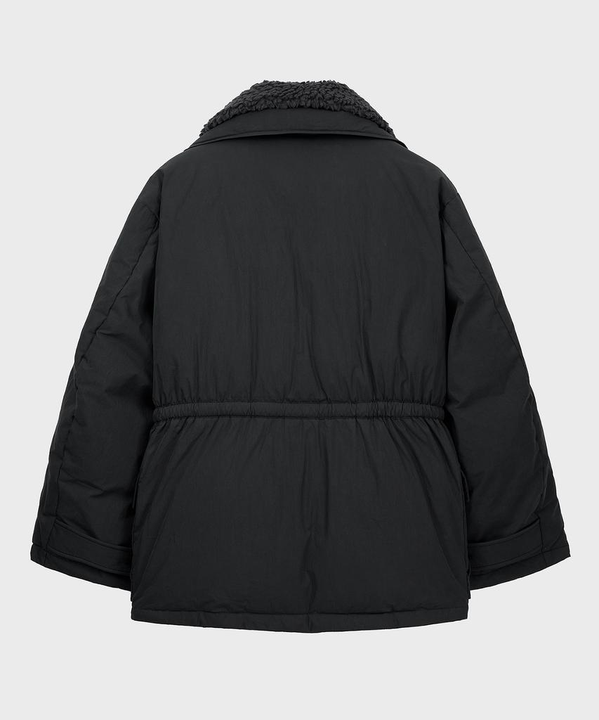 Noirer Shearling Detachable Goose Half Padded Jacket (Black)