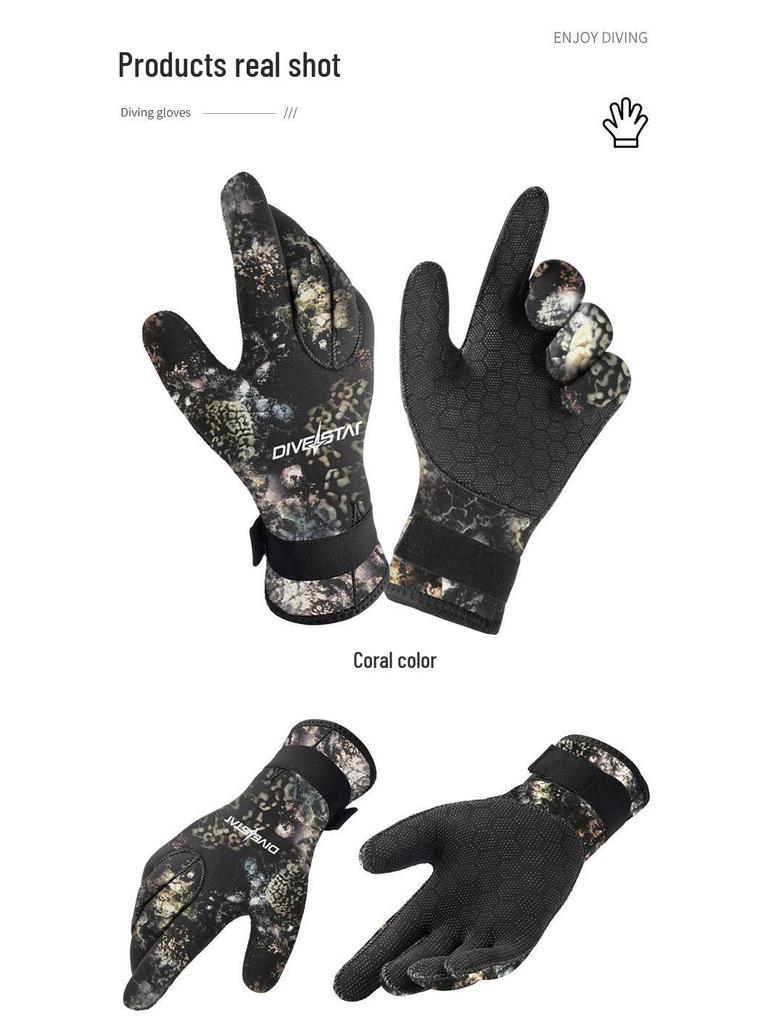 Spot 3mm Non-Slip Diving Gloves - Cut-Resistant, Warm, Wear-Resistant for Surfing, Snorkeling, Winter Swimming, and Fishing.