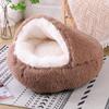 Cat Bed Round Plush Fluffy Hooded Cozy Cat Bed Cave for Indoor Donut Self Warming Small Dog Bed Anti-anxiety Puppy Kennel