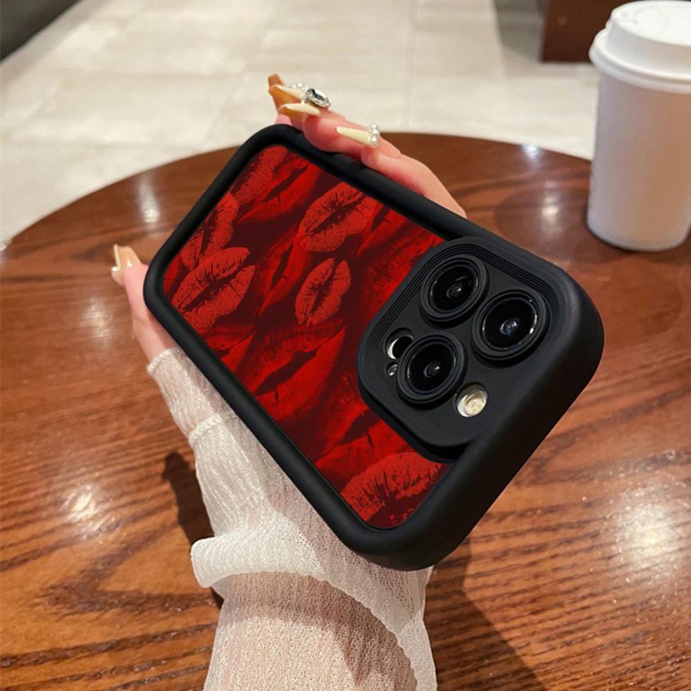 LZ23 Lips Kiss Heart Design Art Silicone Phone Case for Samsung A15 A35 S24 S23 Ultra S22 S21 S20 FE A05 A06 A54 A55 A53 A14 M15 Shockproof Back Cover