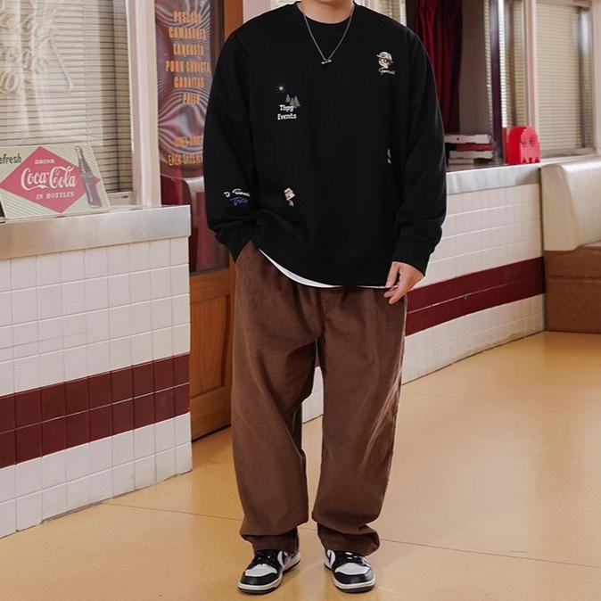 Printed soft high quality fabric wrinkle-resistant men's street sports casual breathable loose fashion trend comfortable long-sleeved tops